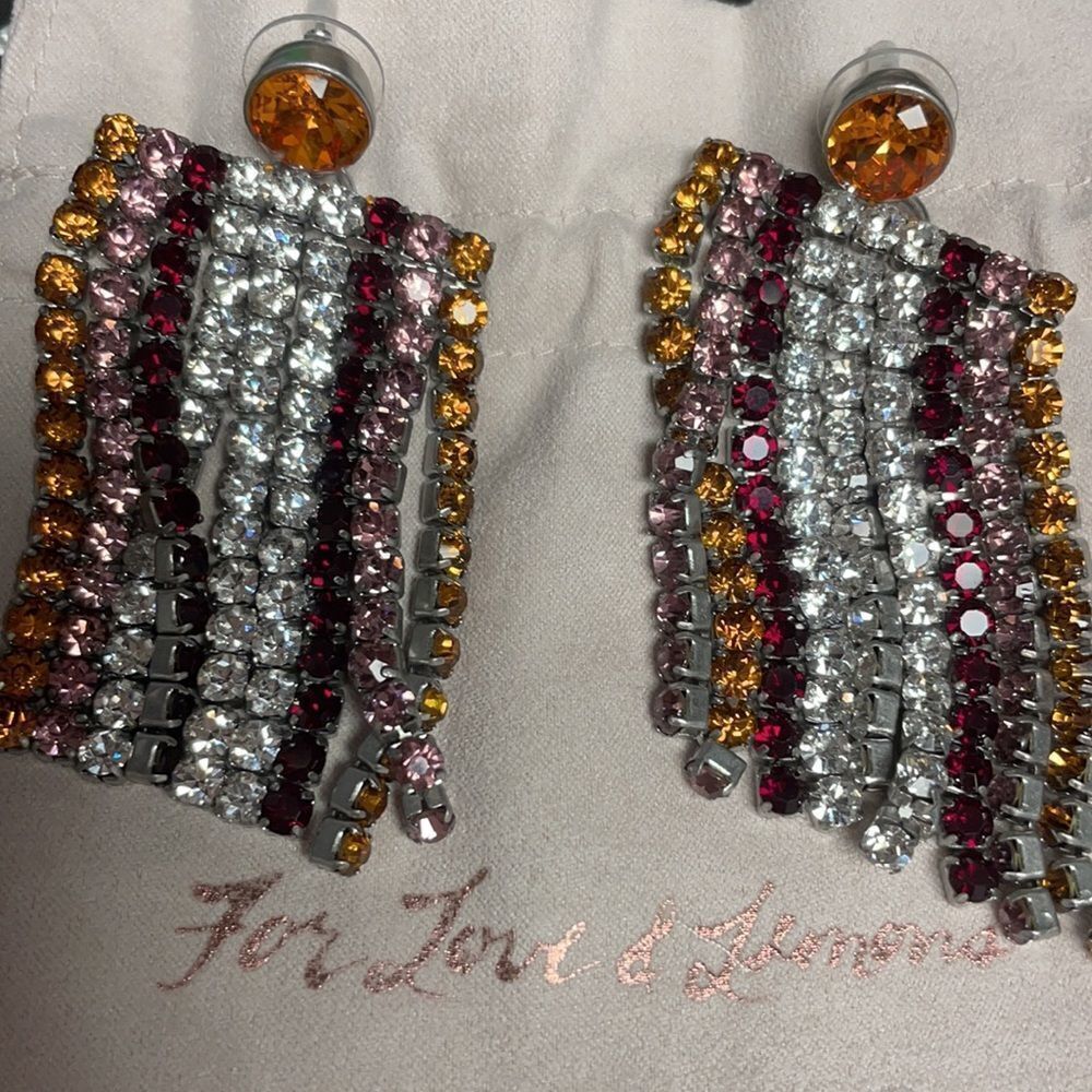 For Love and Lemons Bianca Crystal Earrings NWT